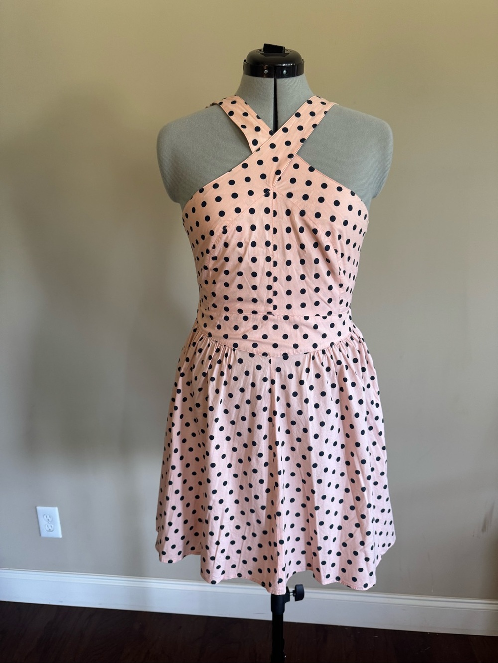 Pink Polka Dot Cross-Back Sundress - Moda International size 10